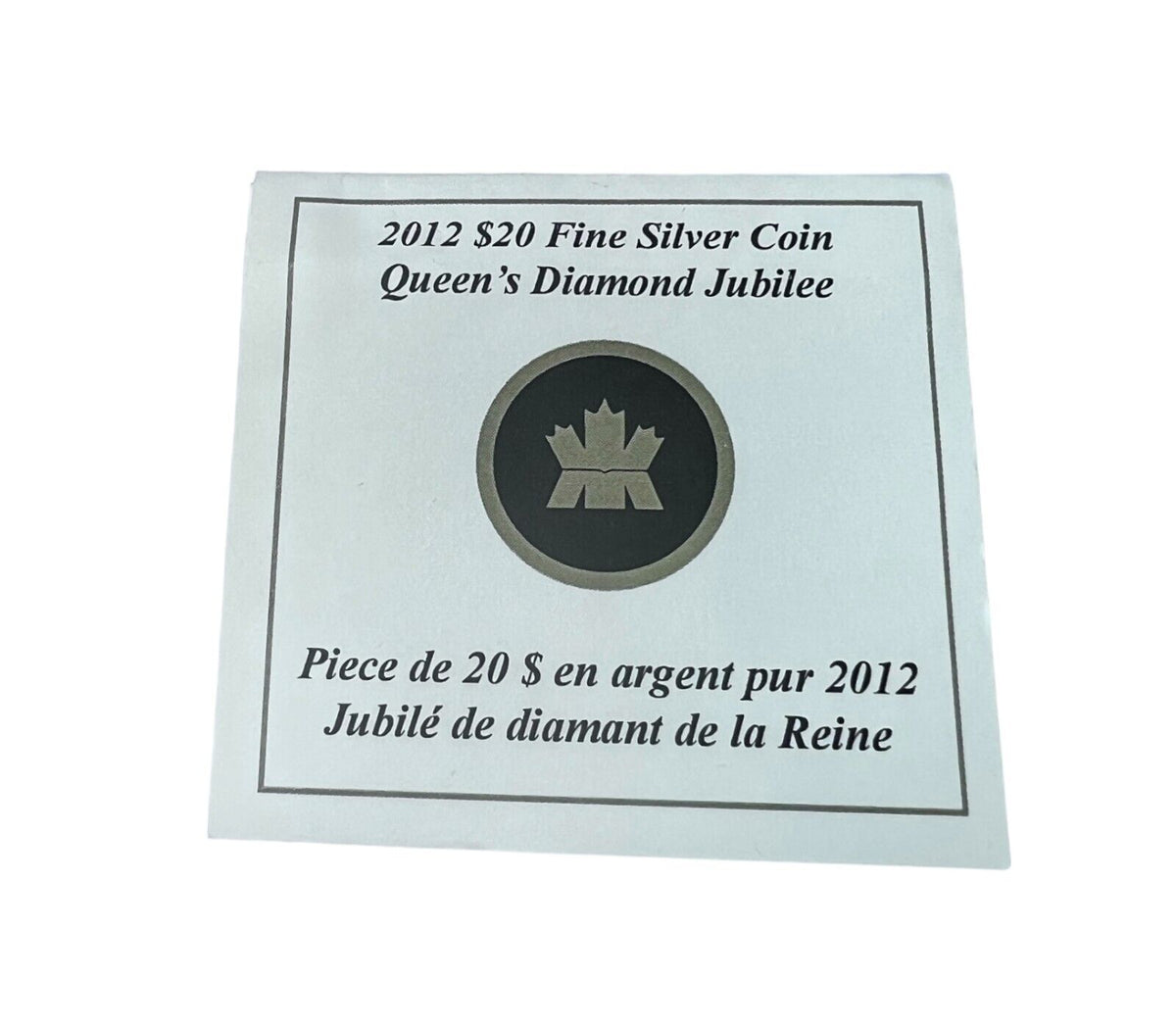 2012 20 Dollars Fine Silver Coin Queens Diamond Jubilee