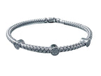 Basket Weave Bangle with Cross Diamond Accents in 14k White Gold (3.5mm)