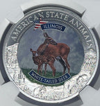 Illinois White-Tailed Deer  MS70 US State Animal 1oz Silver Coin 5 Dollar