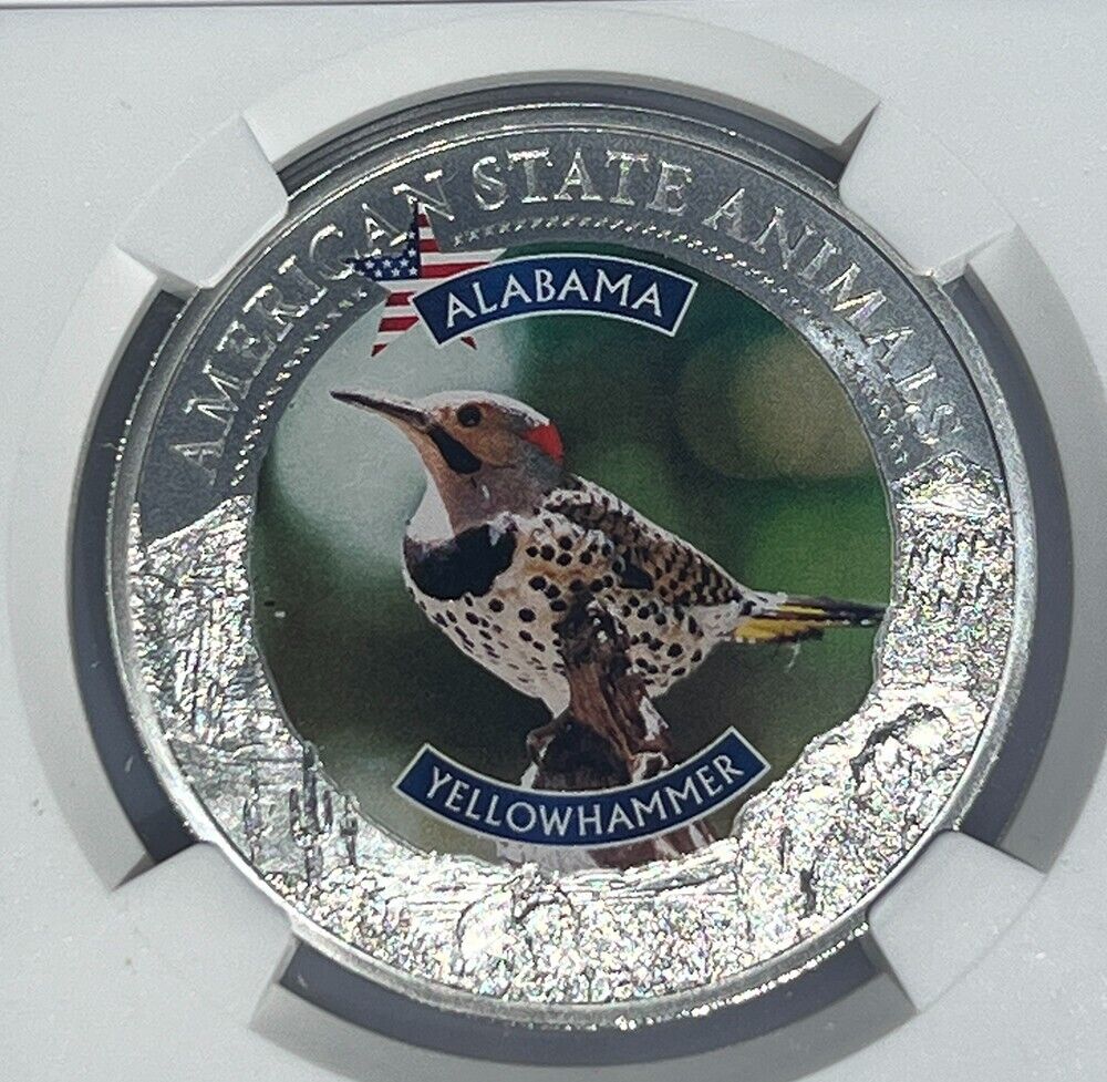 Alabama Yellowhammer MS70 US State Animal 1 Oz Silver Coin 5 Dollar