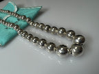 Tiffany & Co 16” Hardware Graduated Sterling Silver Beaded Necklace w/Pouch