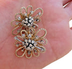 14kt Yellow Gold and 1.12ctw Diamond Cluster Earrings with Flower Shaped Jackets