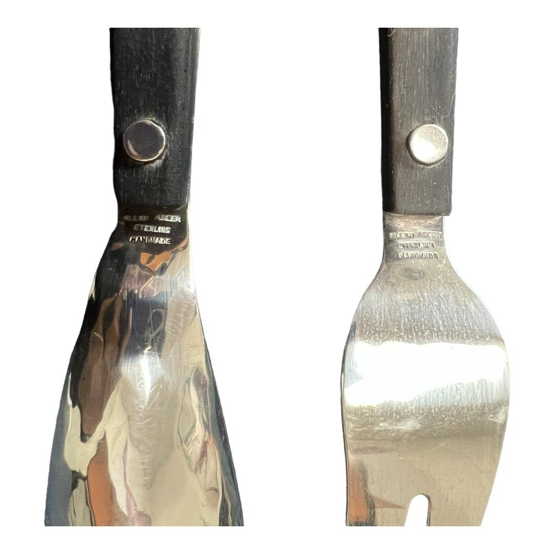 Allan Adler Sterling Ebony Town & Country 2 Tine Salad Set