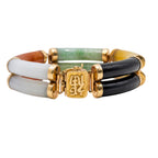14k Gold Jade Multi Color Bracelet 45.3g