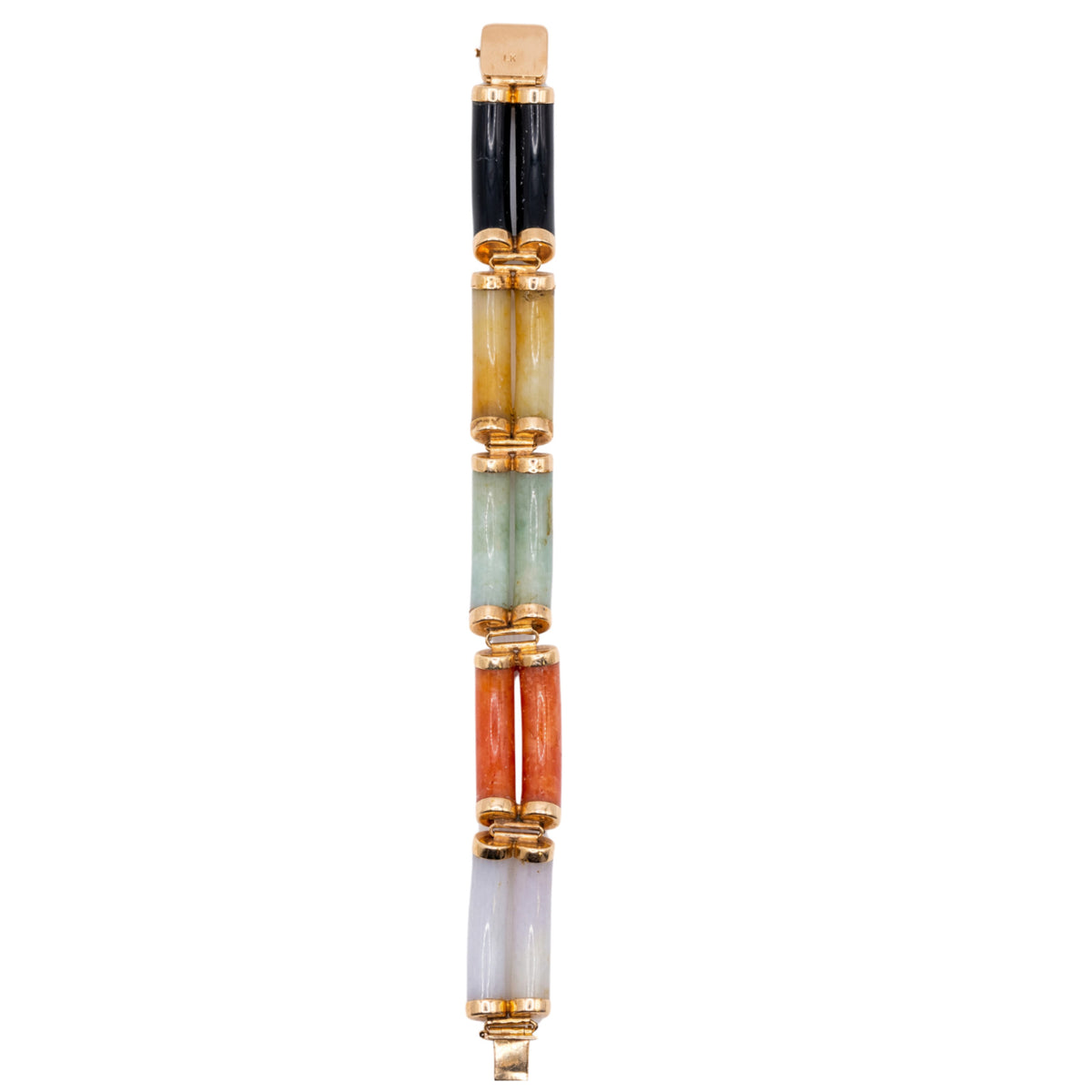 14k Gold Jade Multi Color Bracelet 45.3g