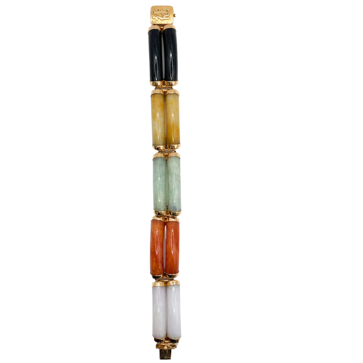 14k Gold Jade Multi Color Bracelet 45.3g