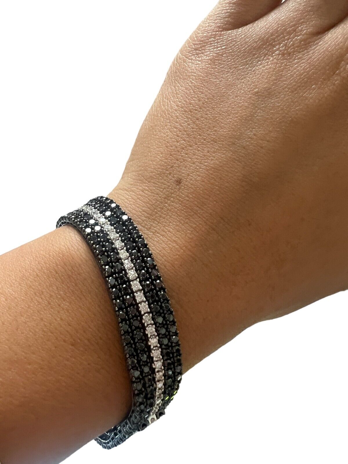18kt Black Power Bracelet with approx. 10.00ctw Black and White Diamonds