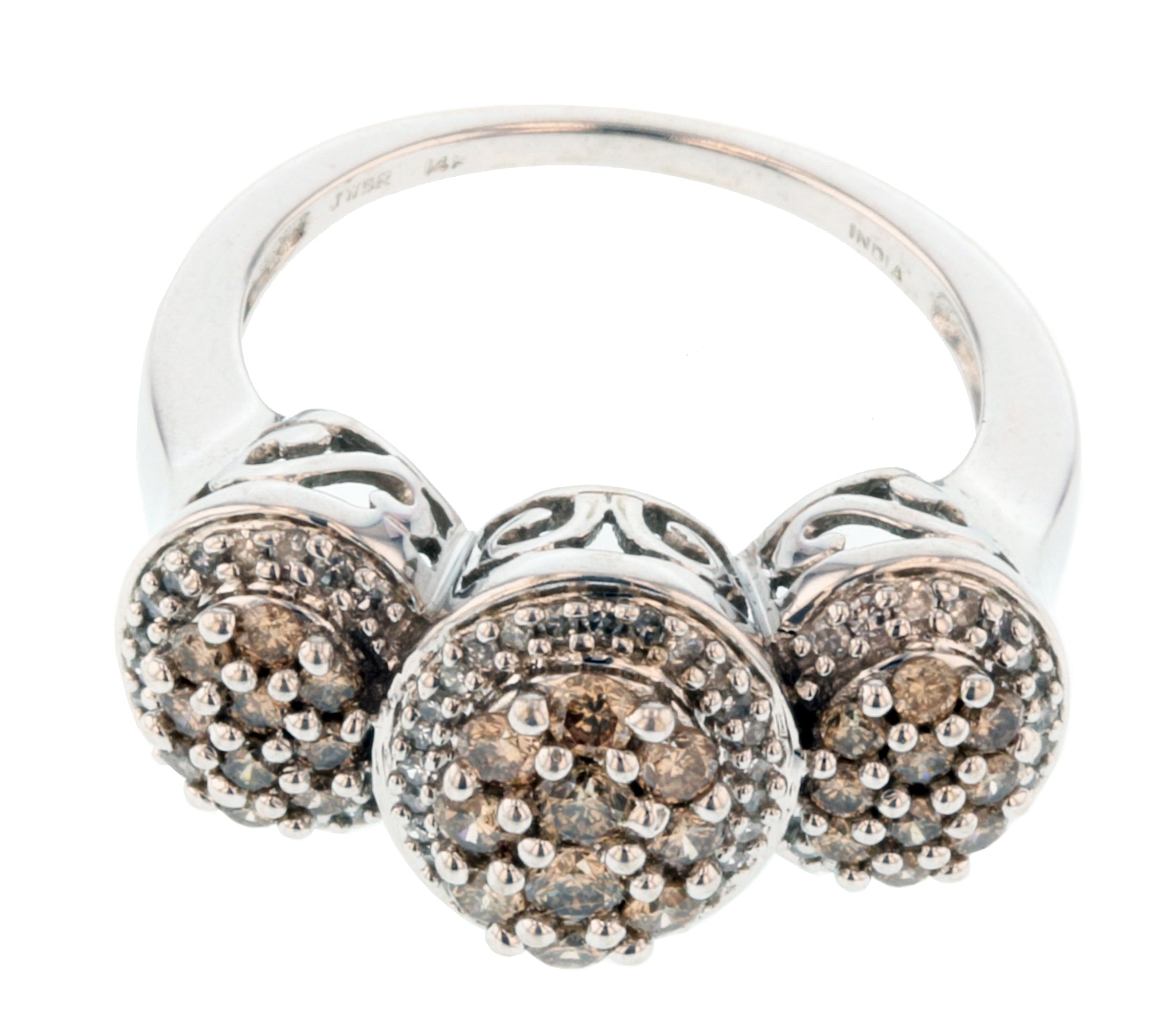 14KT White Gold 0.70ctw Diamond Pave Cocktail Ring Size 6.75