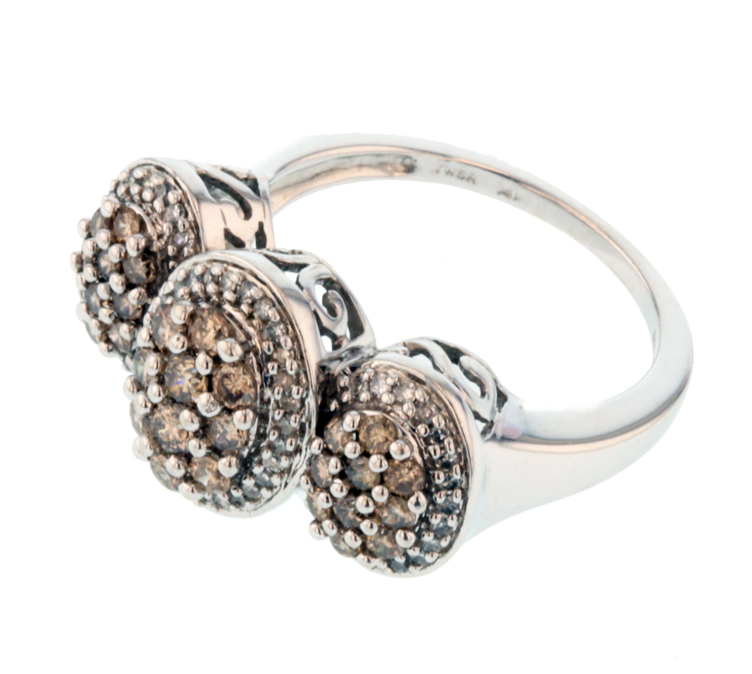 14KT White Gold 0.70ctw Diamond Pave Cocktail Ring Size 6.75