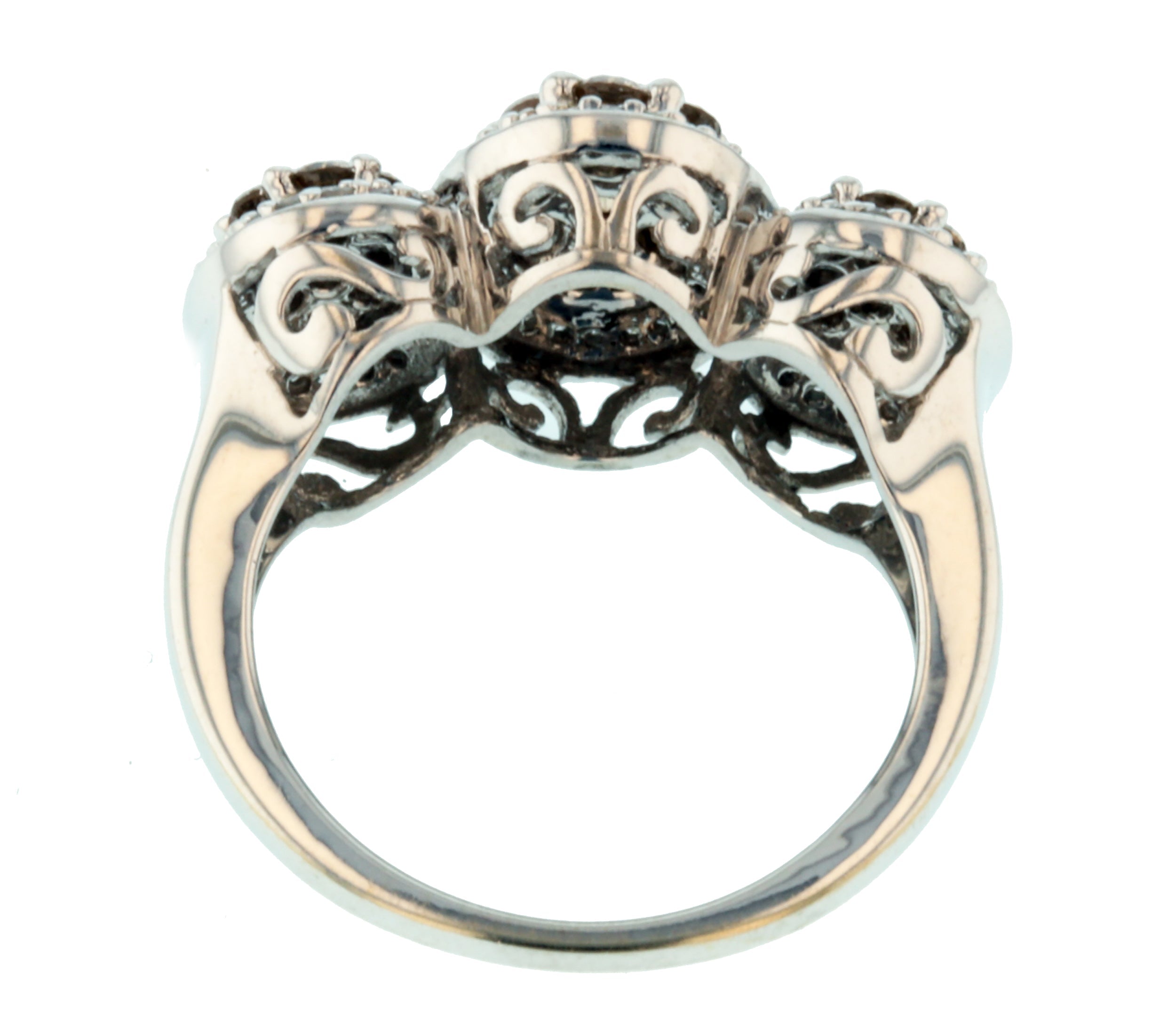 14KT White Gold 0.70ctw Diamond Pave Cocktail Ring Size 6.75