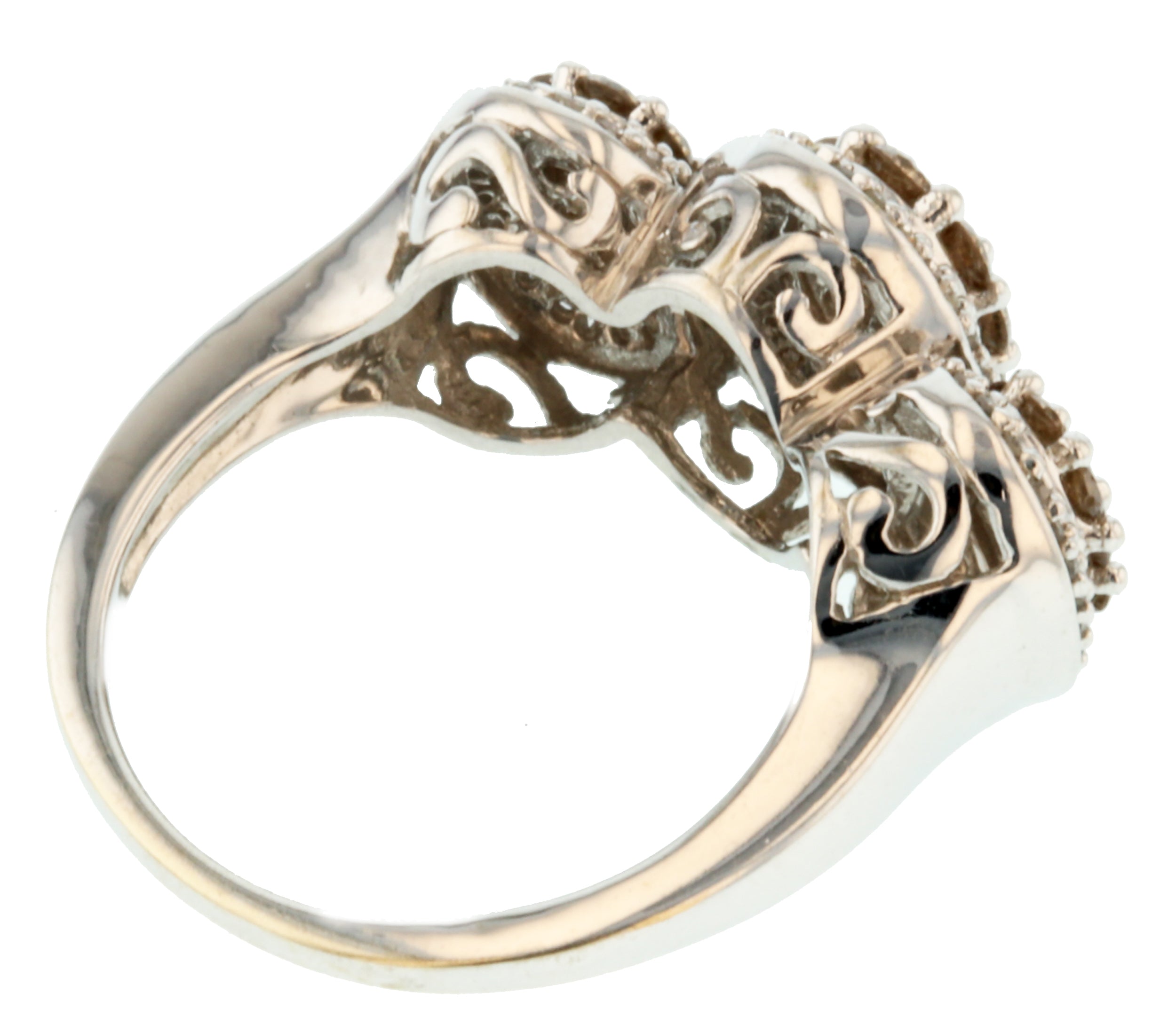 14KT White Gold 0.70ctw Diamond Pave Cocktail Ring Size 6.75
