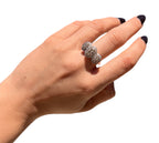 14KT White Gold 0.70ctw Diamond Pave Cocktail Ring Size 6.75