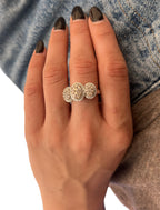 14KT White Gold 0.70ctw Diamond Pave Cocktail Ring Size 6.75