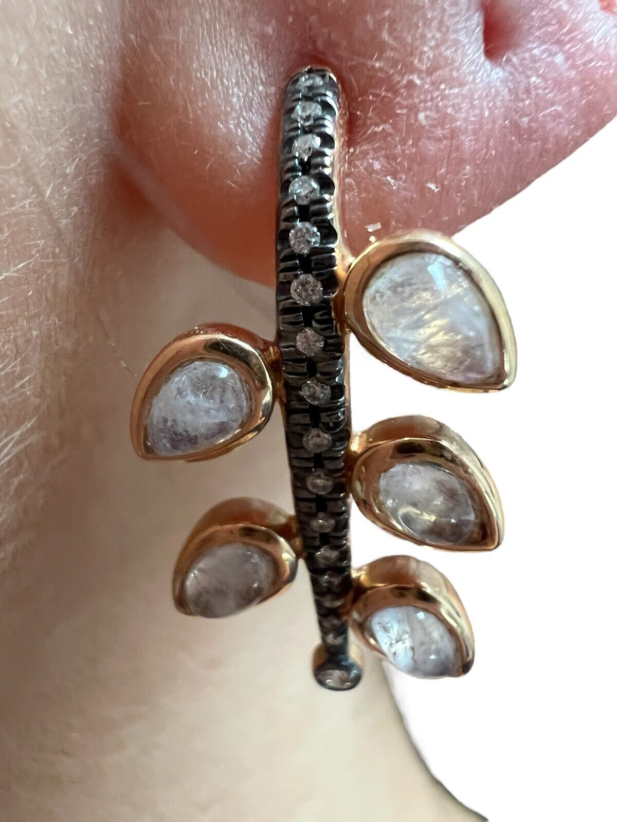 18kt Rose Gold Diamond and Moonstone Earrings