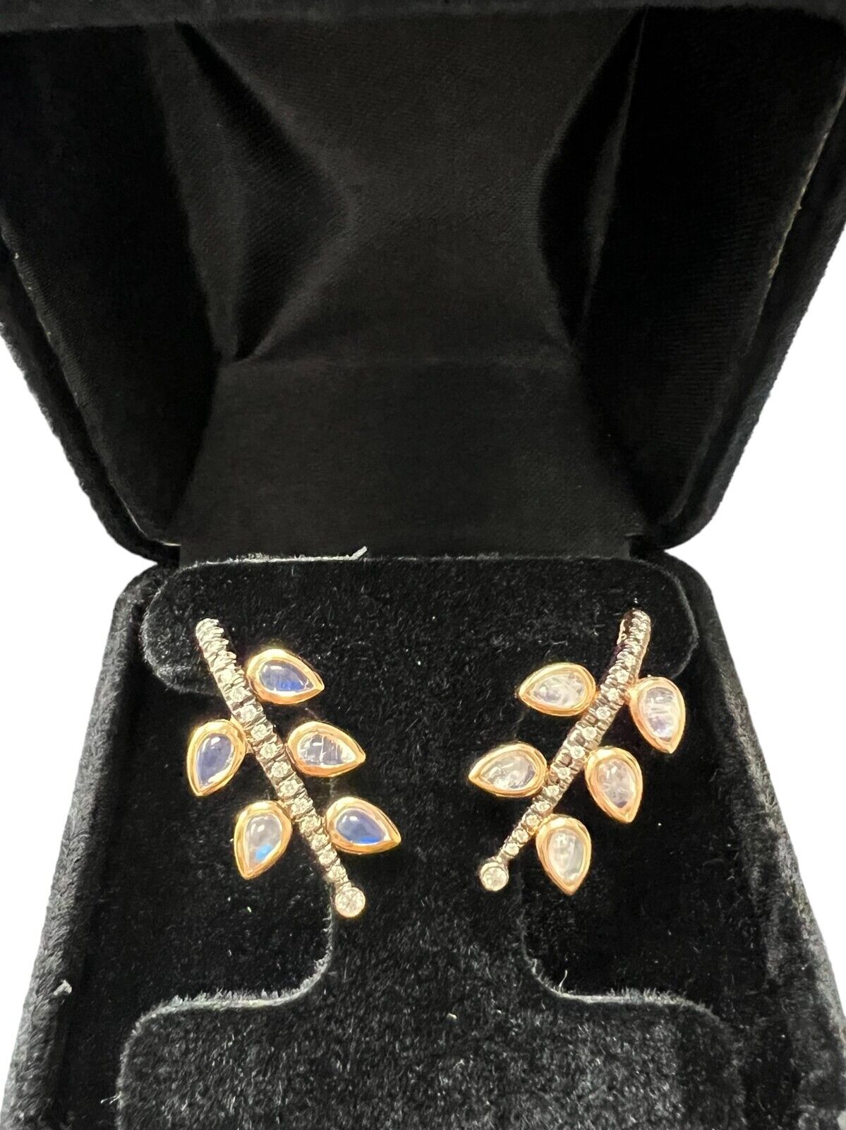 18kt Rose Gold Diamond and Moonstone Earrings