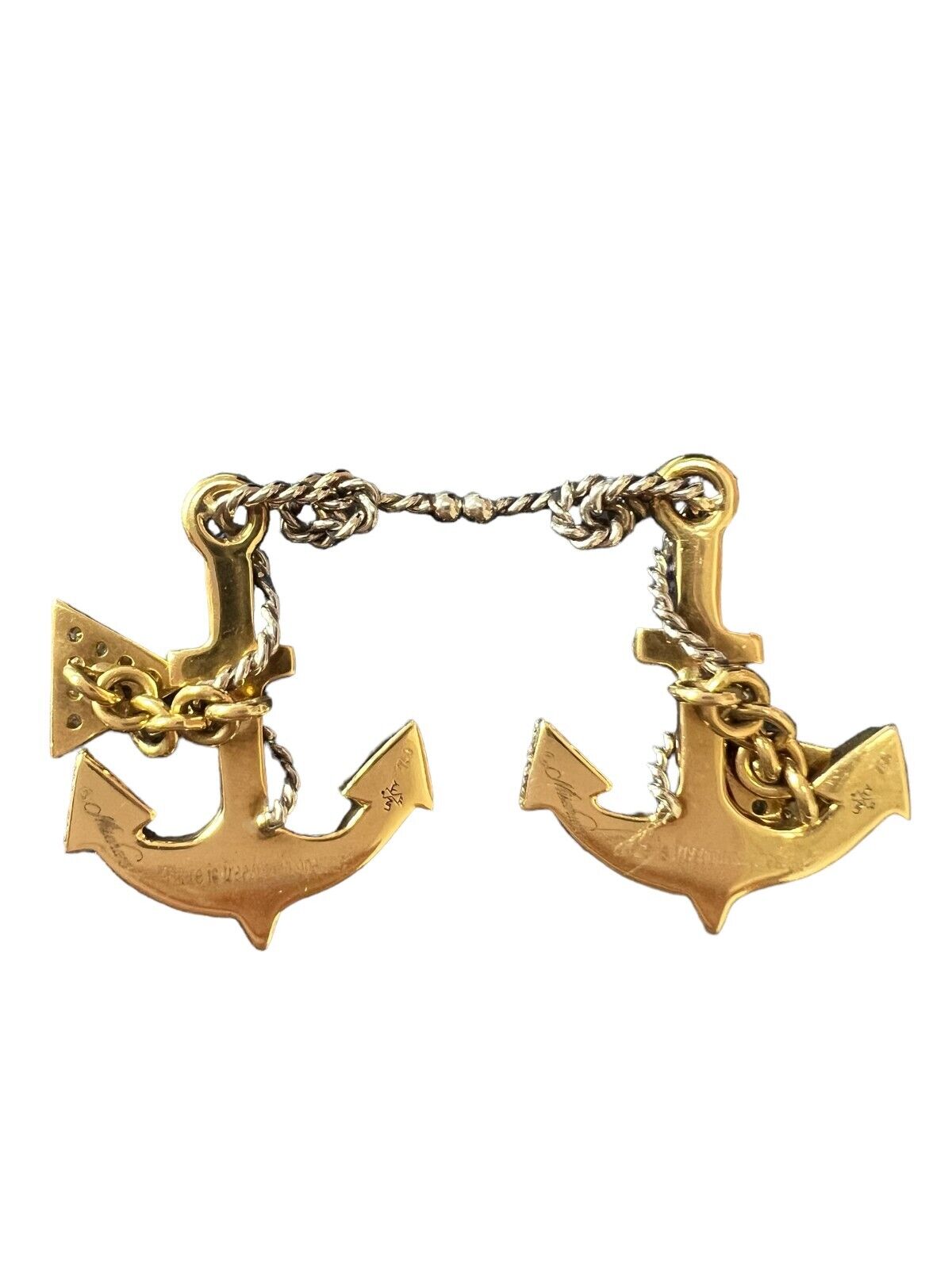 Misahara 18kt Yellow Gold and Diamond Open Air Cufflinks