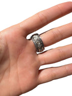 14kt Yellow and Sterling Silver Native Cut Diamond Band Sz 7.25