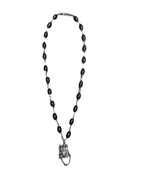 Roman Paul Sterling Silver Lion Diamond Locket with Oval Onyx Beads
