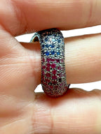 14kt Yellow Gold and Sterling Double Jaguar Head Rose Cut Diamond Ring Sz 8