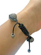 Sterling Silver and Pave Set Diamond Macrame Bracelet