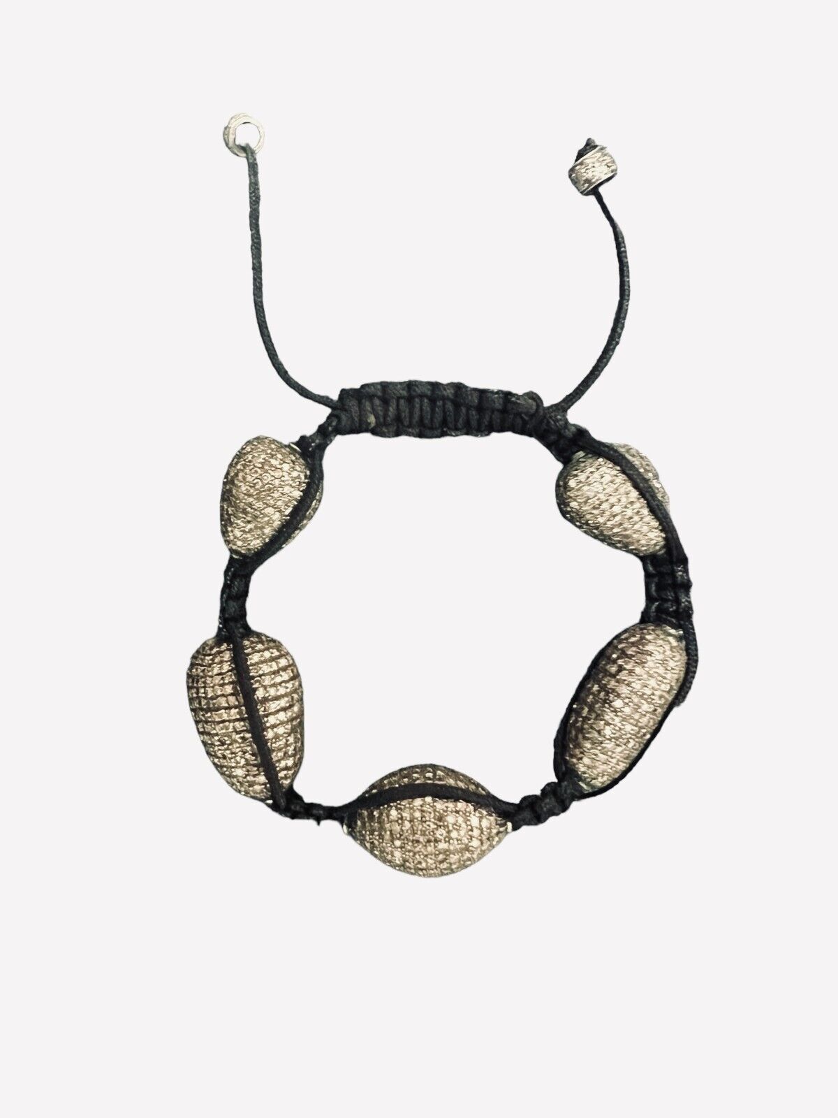 Sterling Silver and Pave Set Diamond Macrame Bracelet