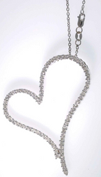 18kt White Gold and 1.60ctw Diamond Heart Pendant on a 14kt Link Chain