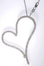 18kt White Gold and 1.60ctw Diamond Heart Pendant on a 14kt Link Chain