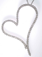 18kt White Gold and 1.60ctw Diamond Heart Pendant on a 14kt Link Chain