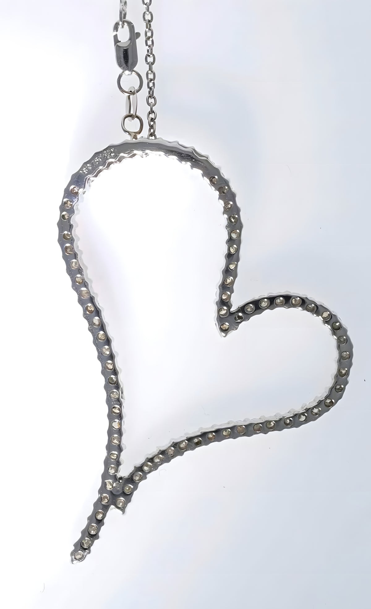 18kt White Gold and 1.60ctw Diamond Heart Pendant on a 14kt Link Chain
