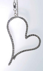 18kt White Gold and 1.60ctw Diamond Heart Pendant on a 14kt Link Chain