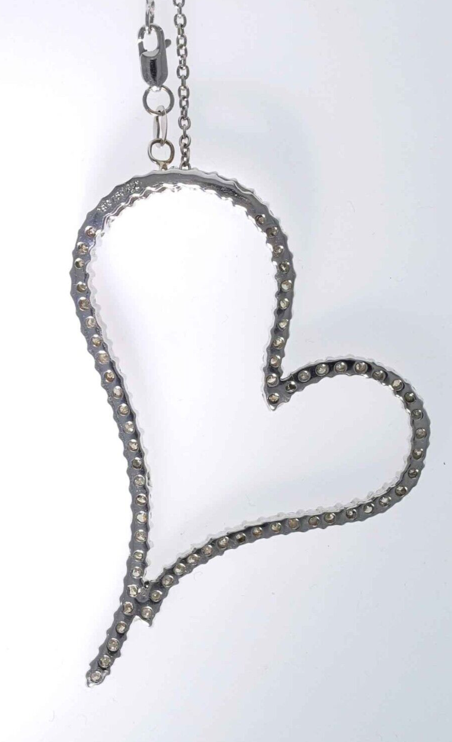 18kt White Gold and 1.60ctw Diamond Heart Pendant on a 14kt Link Chain