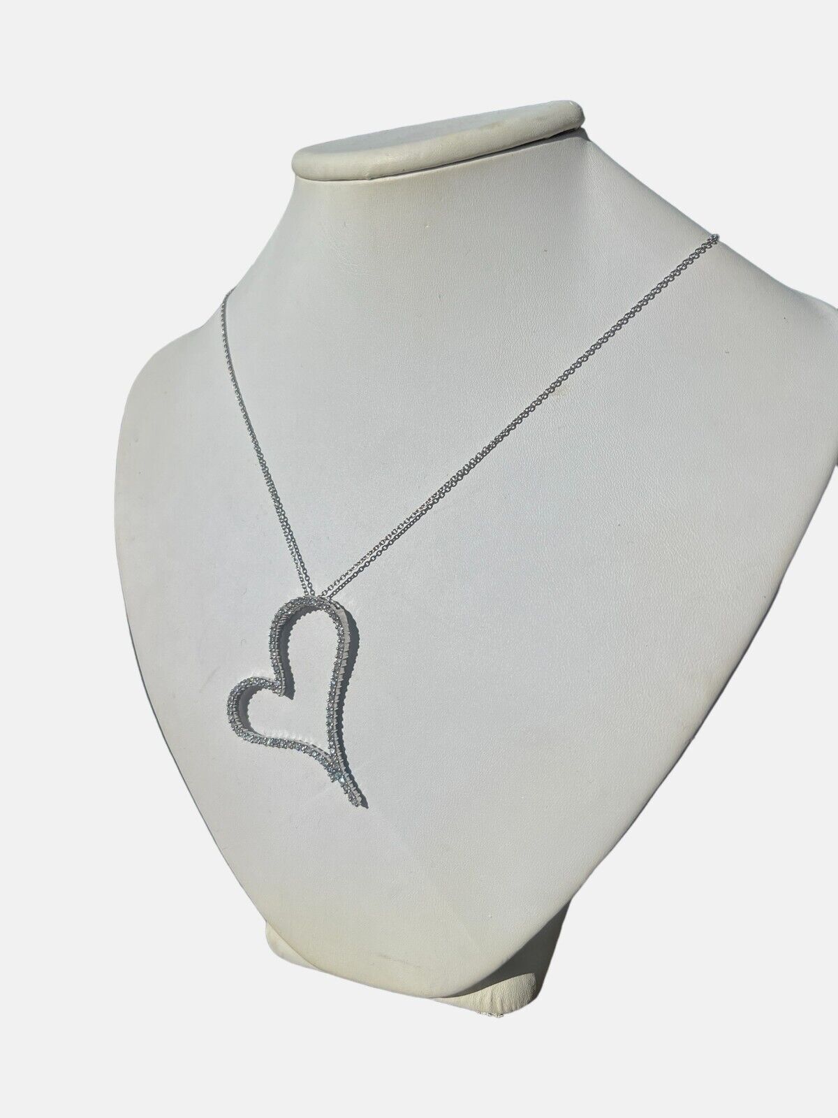 18kt White Gold and 1.60ctw Diamond Heart Pendant on a 14kt Link Chain