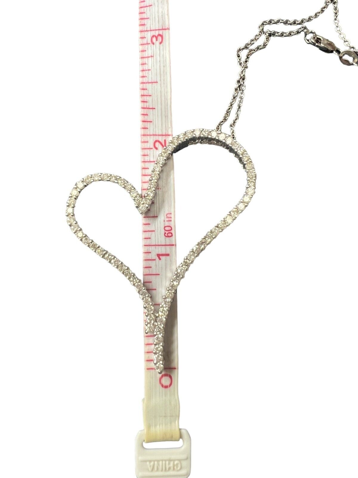 18kt White Gold and 1.60ctw Diamond Heart Pendant on a 14kt Link Chain