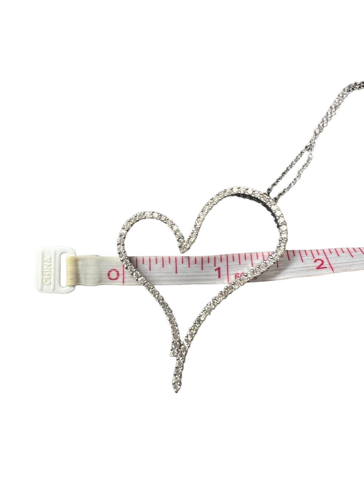 18kt White Gold and 1.60ctw Diamond Heart Pendant on a 14kt Link Chain