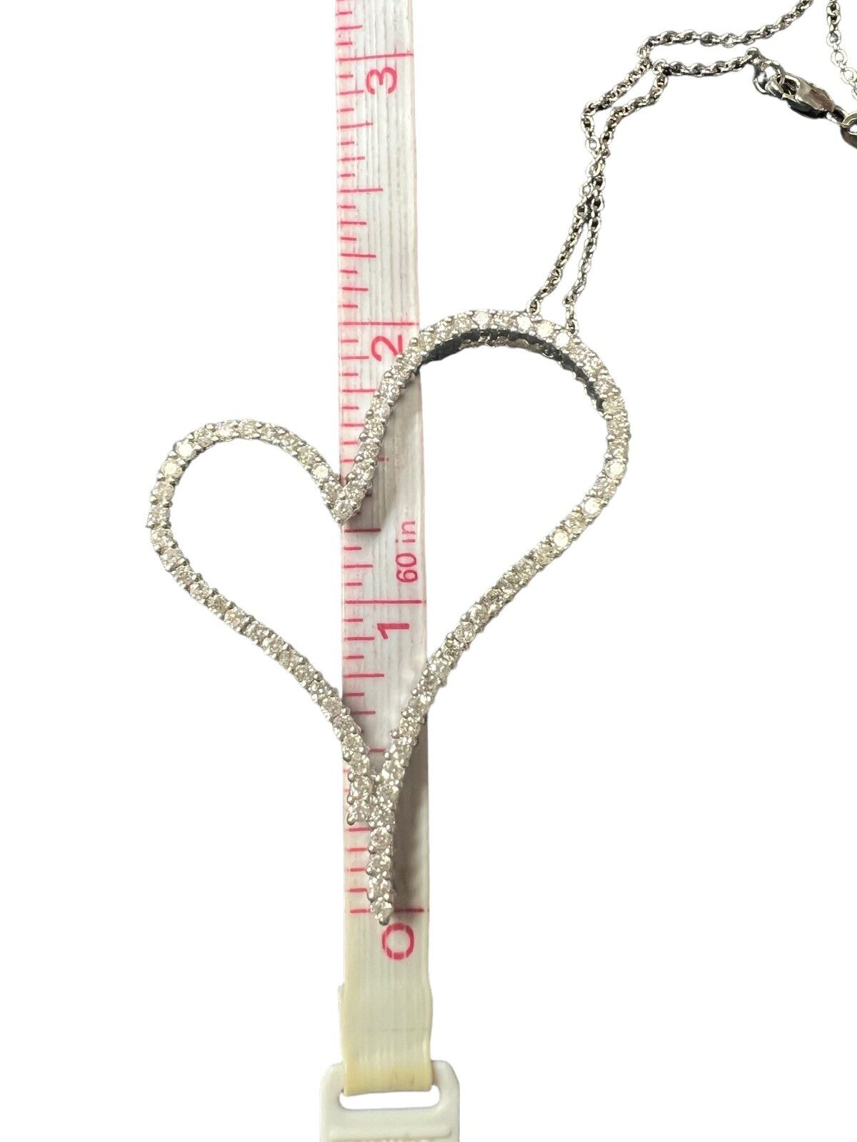 18kt White Gold and 1.60ctw Diamond Heart Pendant on a 14kt Link Chain