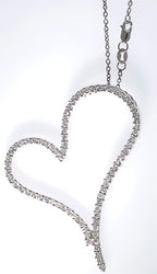 18kt White Gold and 1.60ctw Diamond Heart Pendant on a 14kt Link Chain