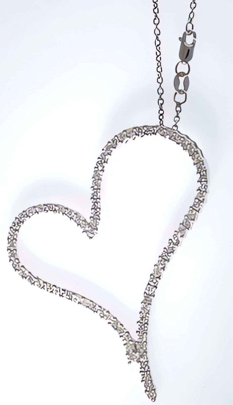 18kt White Gold and 1.60ctw Diamond Heart Pendant on a 14kt Link Chain