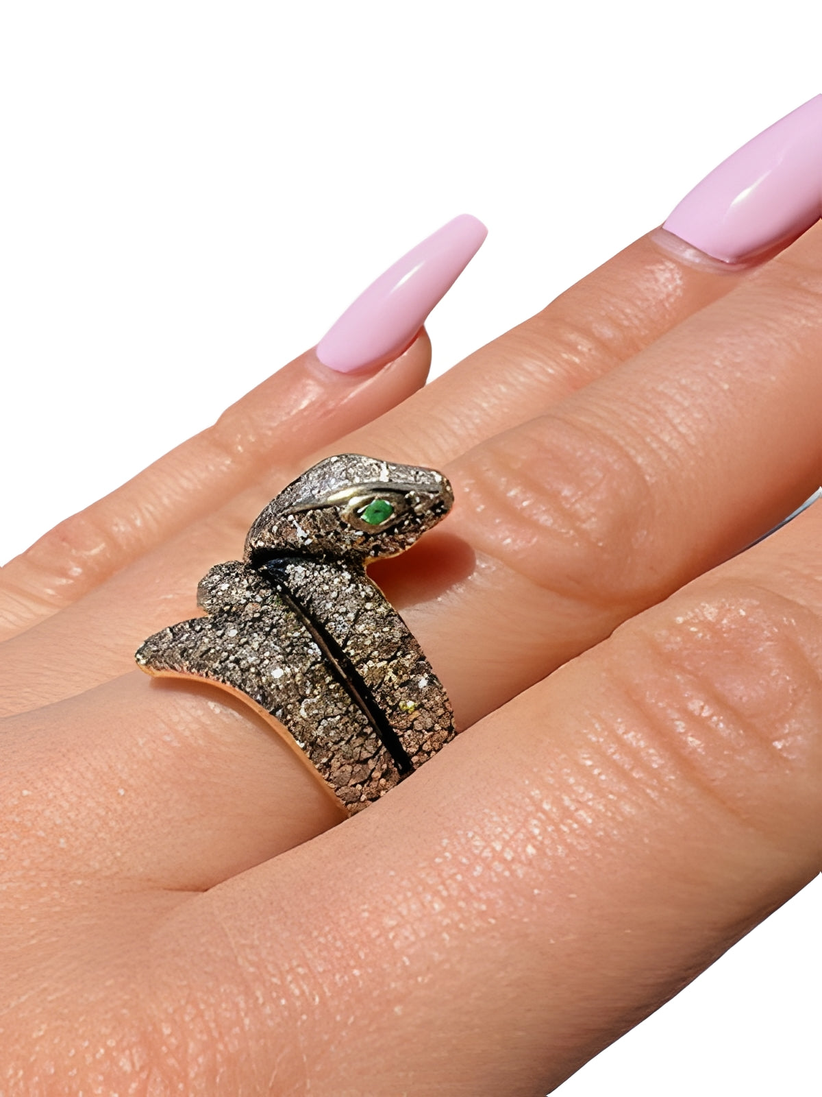 18kt Yellow Gold Snake Ring with 0.80ctw of Diamonds Sz7