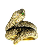 18kt Yellow Gold Snake Ring with 0.80ctw of Diamonds Sz7