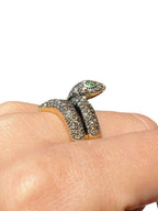 18kt Yellow Gold Snake Ring with 0.80ctw of Diamonds Sz7