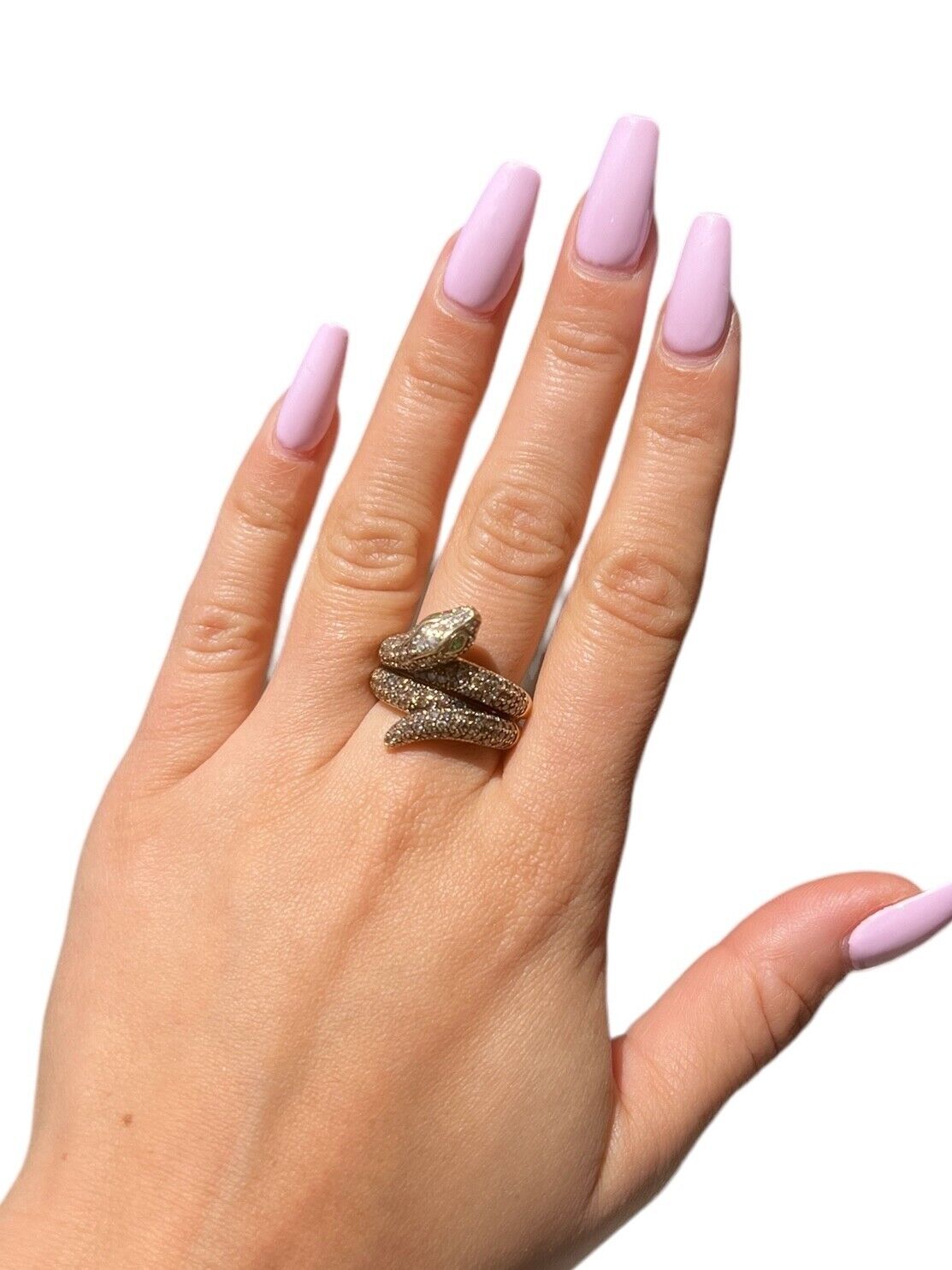 18kt Yellow Gold Snake Ring with 0.80ctw of Diamonds Sz7