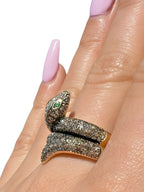 18kt Yellow Gold Snake Ring with 0.80ctw of Diamonds Sz7
