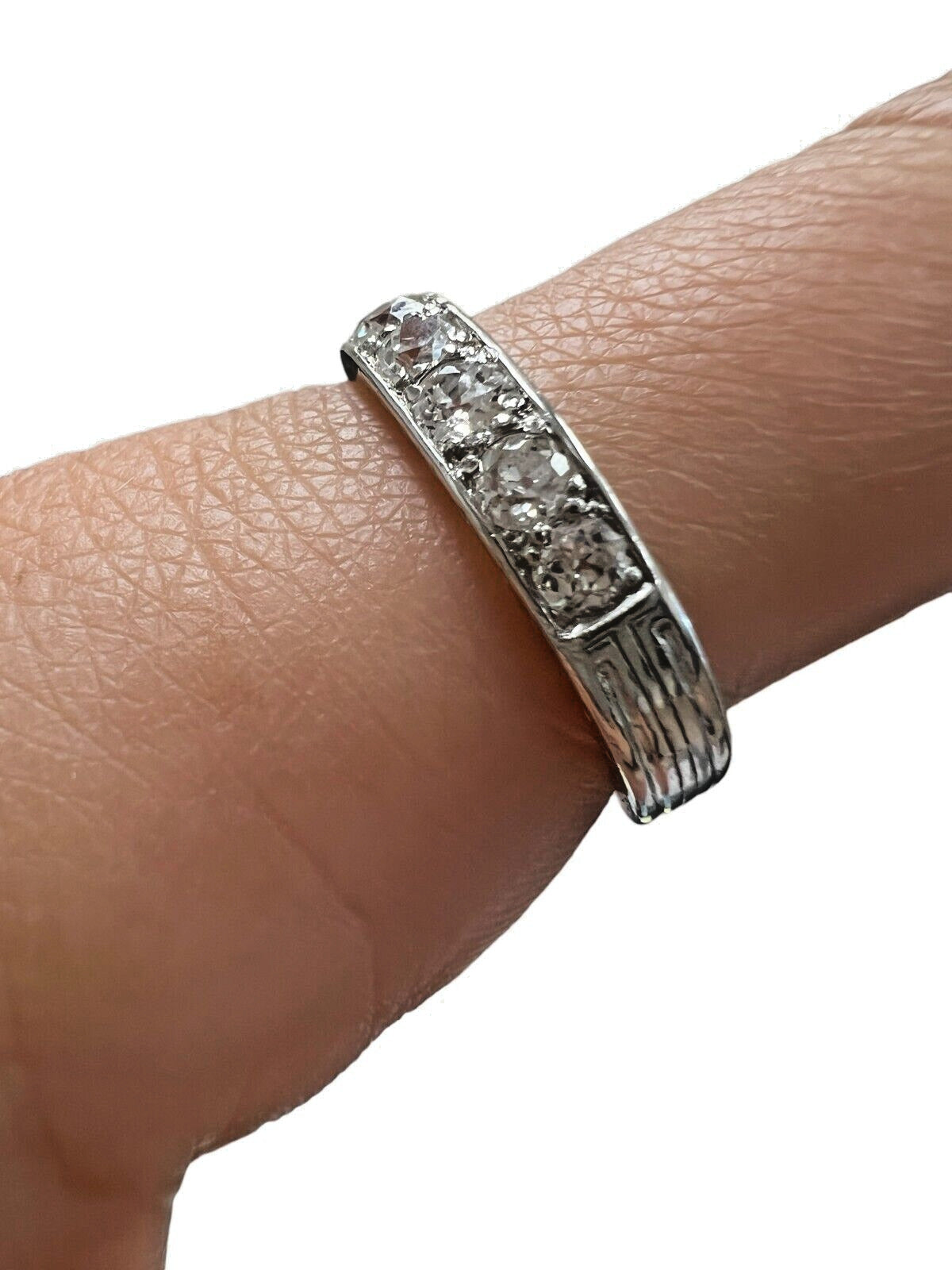 1.40ctw Diamond and Platinum Half Eternity Ring Sz 8