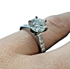 Platinum 900 Princess Cut Engagement Ring 0.95ct Diamond Ring Size 4