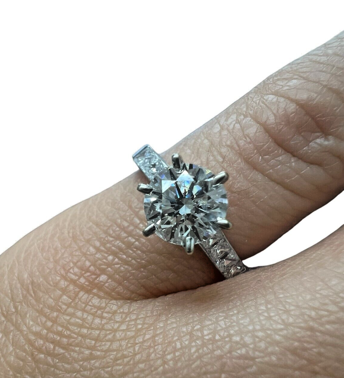 Platinum 900 Engagement Ring 0.95ct Diamond Ring Sz 4