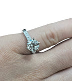 Platinum 900 Princess Cut Engagement Ring 0.95ct Diamond Ring Size 4