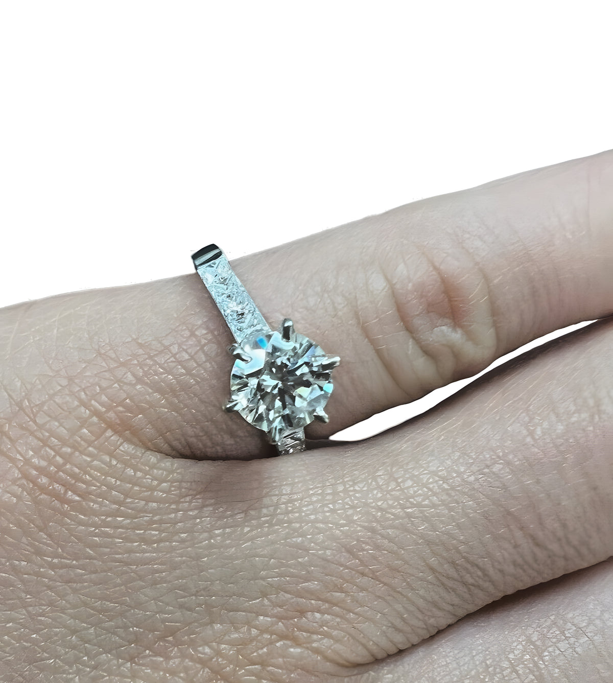 Platinum 900 Princess Cut Engagement Ring 0.95ct Diamond Ring Size 4