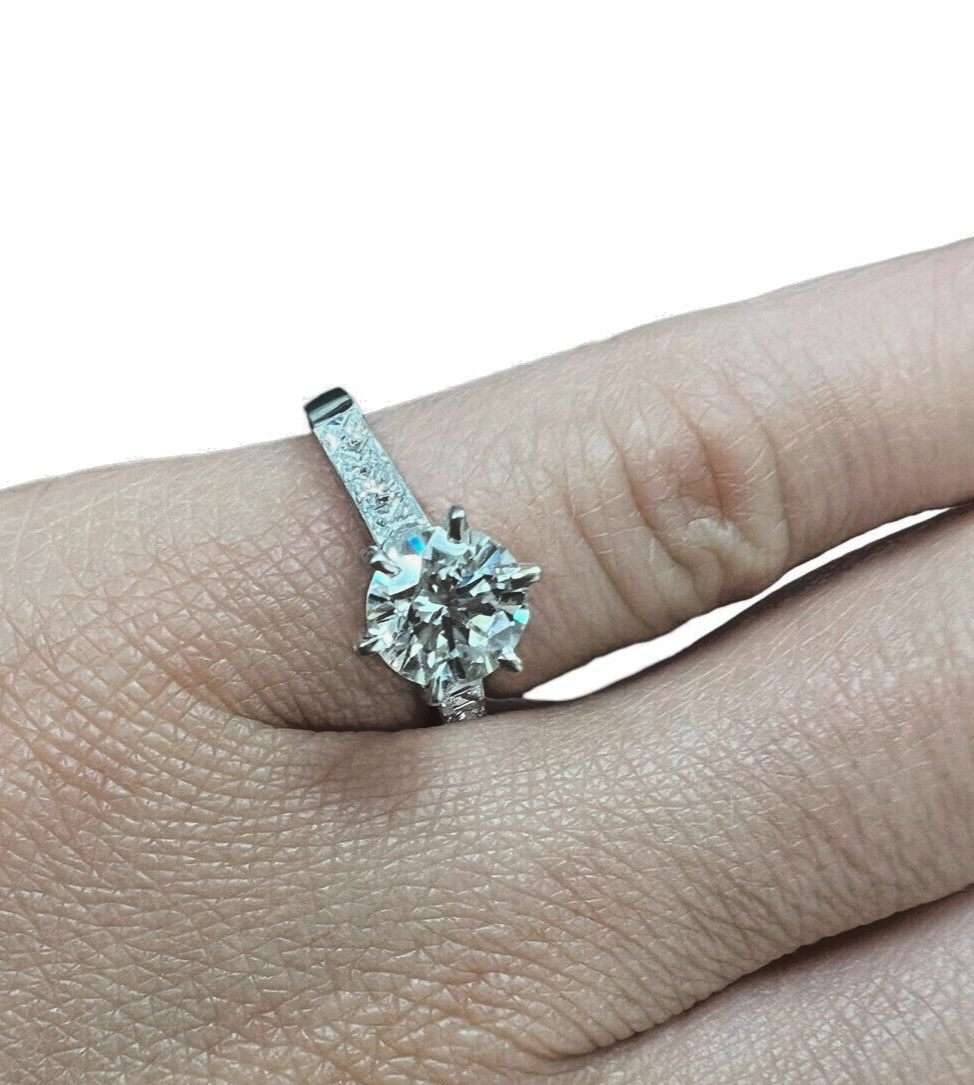 Platinum 900 Engagement Ring 0.95ct Diamond Ring Sz 4