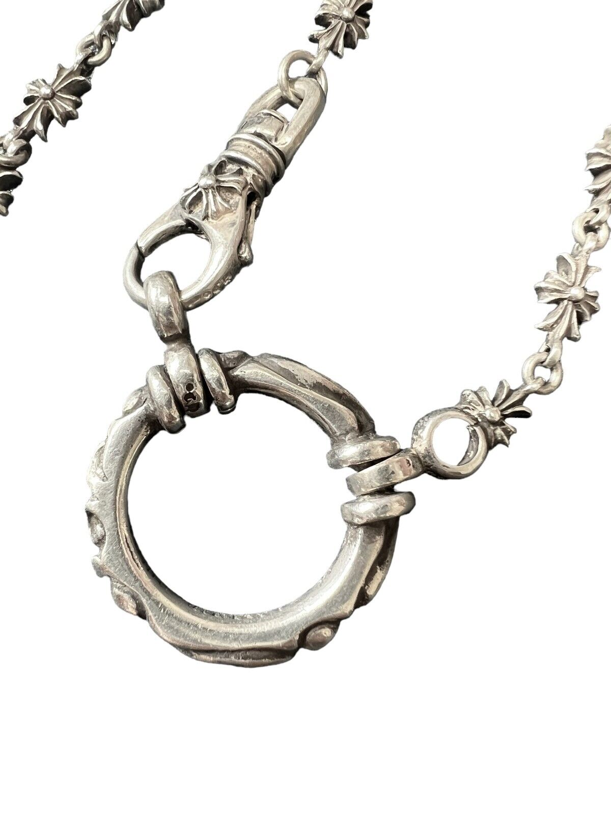 Chrome Hearts 925 Silver Tiny Multiple Cross Necklace with Circular Pendant 27