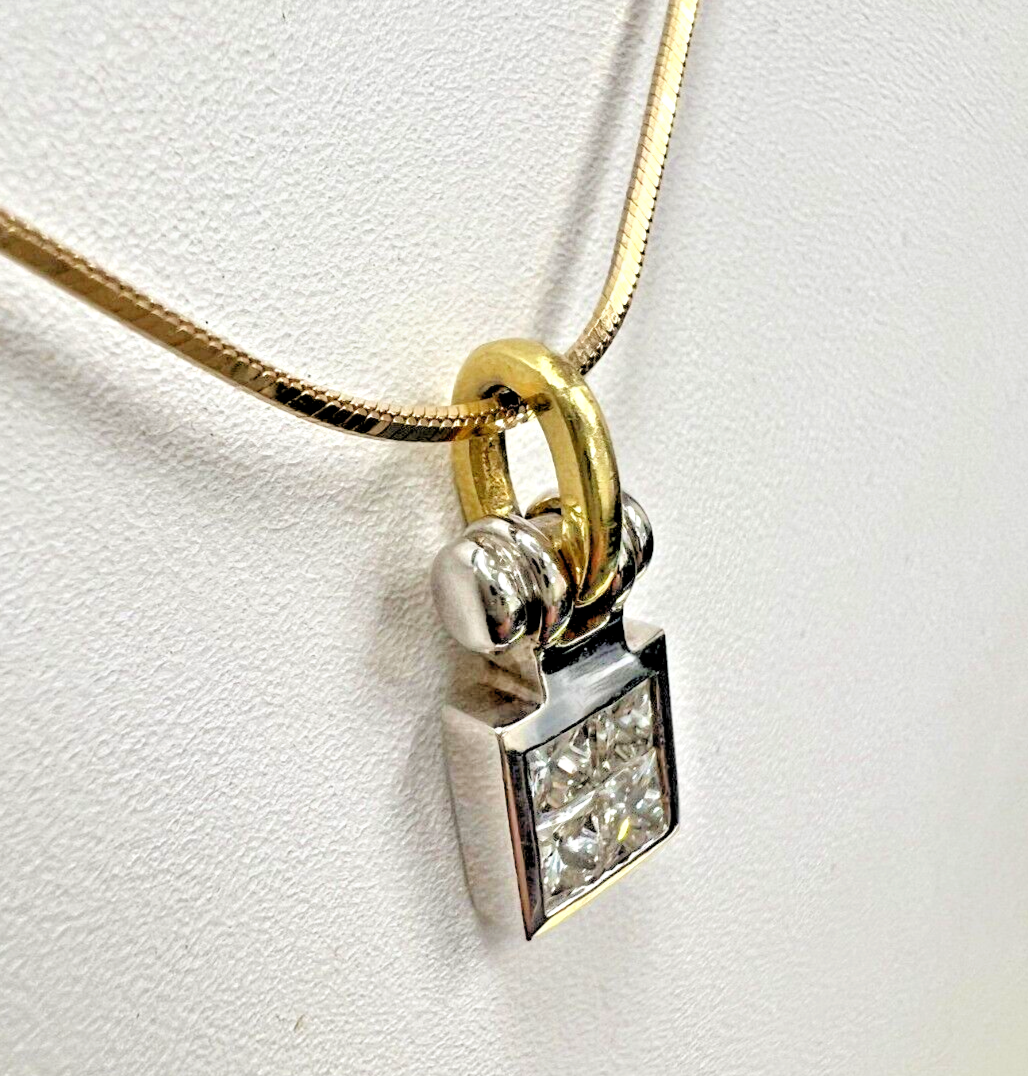 14kt Yellow Gold Chain with a 0.60ctw Diamond and 18kt White Gold Pendant